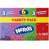 NERDS Variety Pack Candy, Grape Strawberry, Watermelon Cherry, 9.9 oz, 6 Pk | Tiny tangy crunchy, variety flavor pack, movie night, party bowls, lunchbox, sharing size