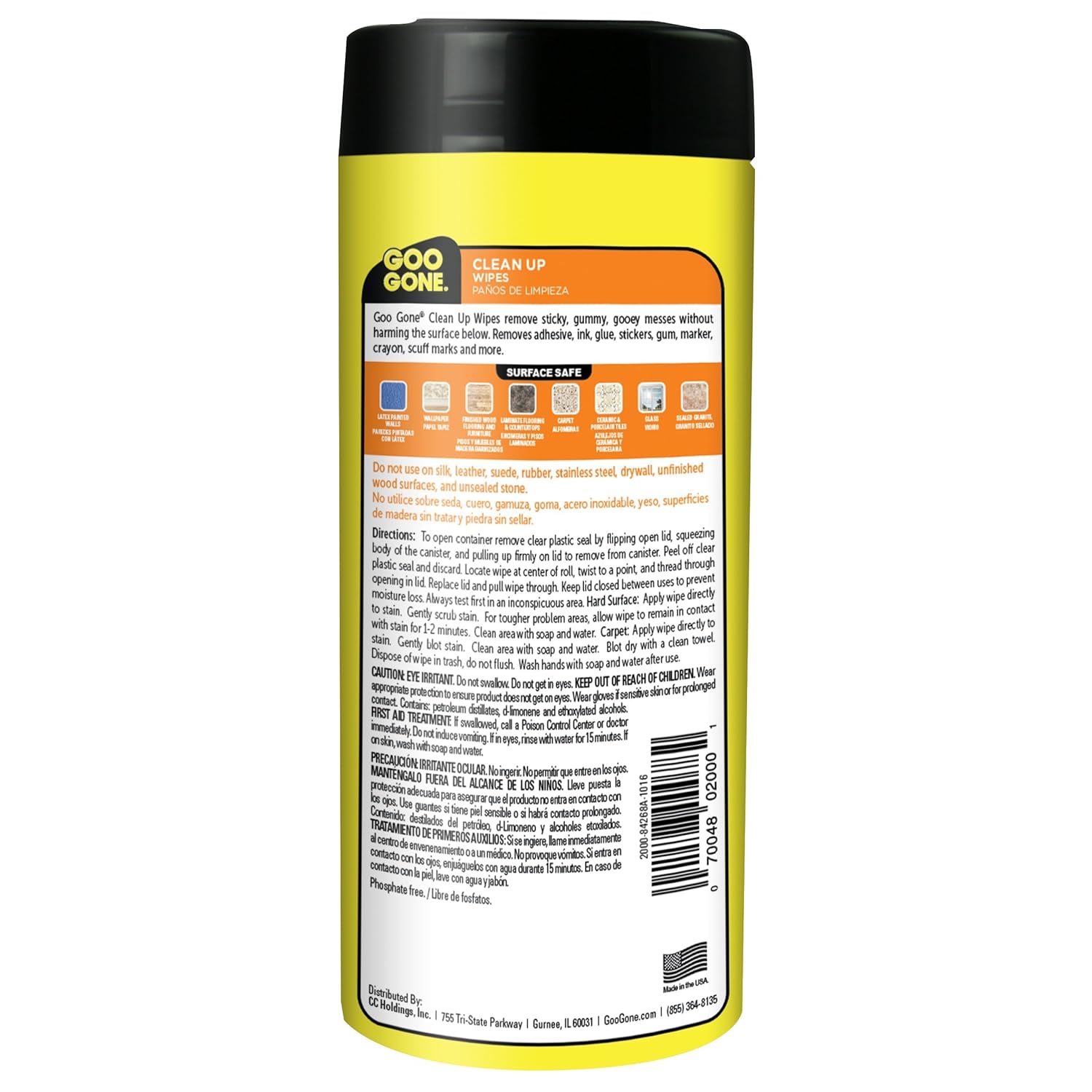 Goo Gone Clean Up Wipes Adhesive Remover - 24 Count - Removes Adhesive Residue Labels Stickers Crayon Tree Sap Gum Masking Tape Glue and More: Grocery & Gourmet Food