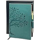 SETTINI® Tree of Life Refillable Writing Journal for Women & Men - Vegan Leather Lined Journal Notebook with Premium Pen - A5, 8.75 x 6 inches, 256 Pages of 100gsm Paper, Beautiful Gift Box Included - Tree of Life Journal