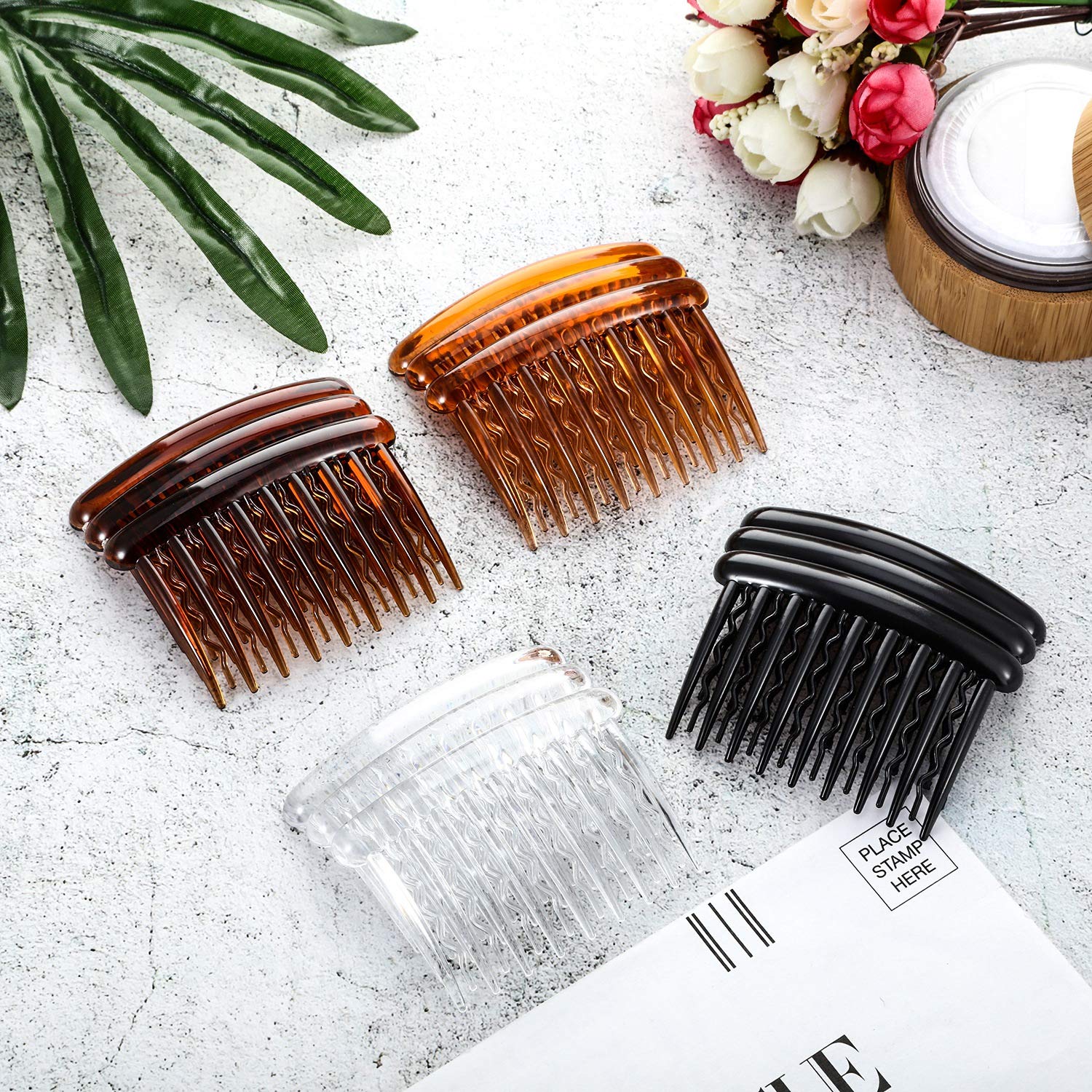 24 Pieces Plastic Hair Side Combs Wave Teeth Hair Combs Hair Clip Comb Bridal Wedding Veil Comb for Fine Hair (Mix Color) : Beauty