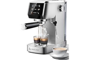 AMZCHEF Espresso Machine 20 Bar – Professional Coffee Maker with Milk Frother, Adjustable Temperature & Pressure, Compact Sta