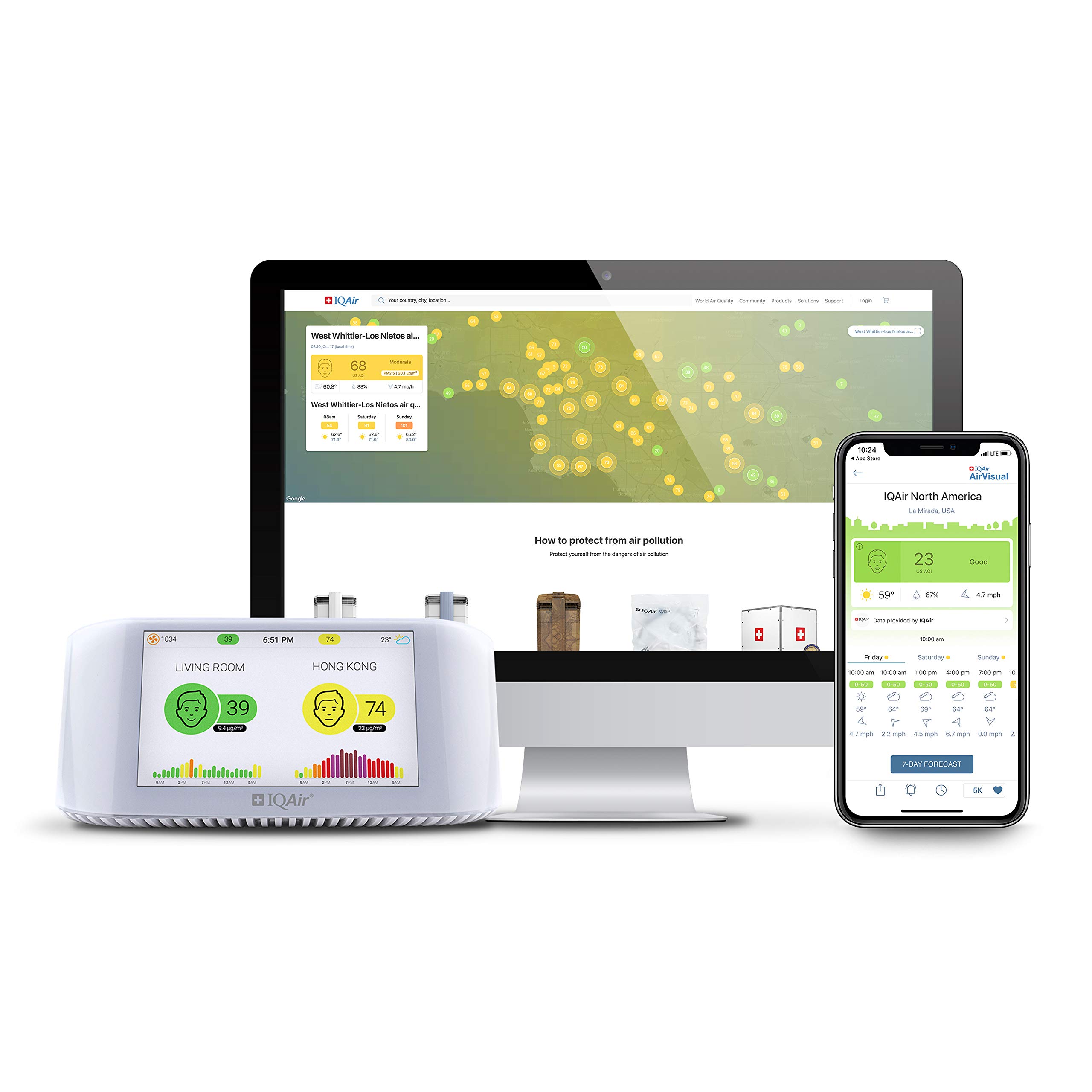 IQAir [AirVisual Pro] Smart Indoor & Outdoor Air Quality Monitor [PM2.5