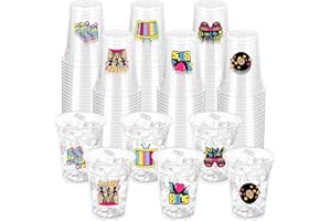 ZCPTZ 100 Pcs 80's Party Plastic Cups 12 oz Back to the 80s Disposable Clear Cups Disco 80s Party Supplies Cups for Retro 80s Party Decorations 80s Theme Party Decorations Cups