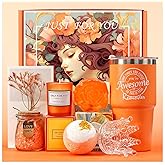 Gifts for Women Unique Spa Gifts Basket Set Birthday, Mothers Day, Valentines Day Christmas Gifts for Mom, Sister, Her, Girlfriend, Wife Bright Orange Gift Box…