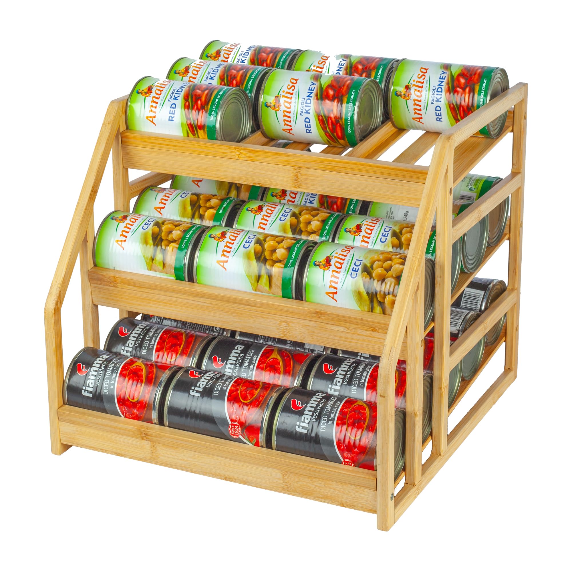 Photo 1 of MinBoo Bamboo Can Rack Organizer, Kitchen Pantry Storage, 36 Can Capacity, Tilt Design
