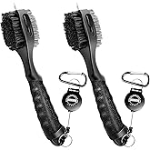 CHAMPKEY PRO Retractable Golf Club Brush - Oversized Brush Head with Soft Rubber Hand Grip & Retractable Groove Cleaner Golf Brush(Black(2 Pcs))