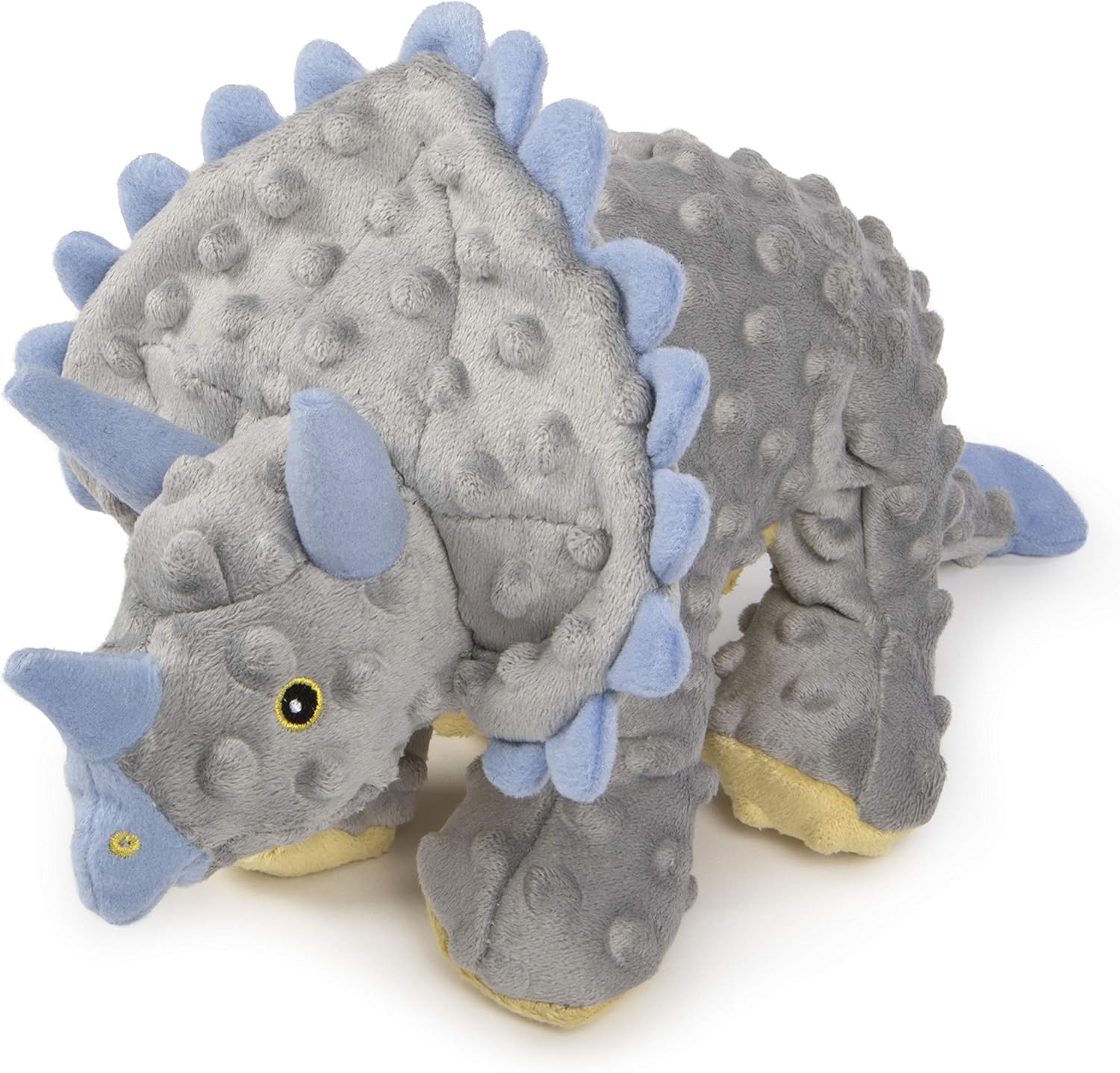 Pet Supplies : Pet Chew Toys : goDog Dinos Triceratops With Chew Guard Technology Tough Plush Dog Toy, Grey, Large : 