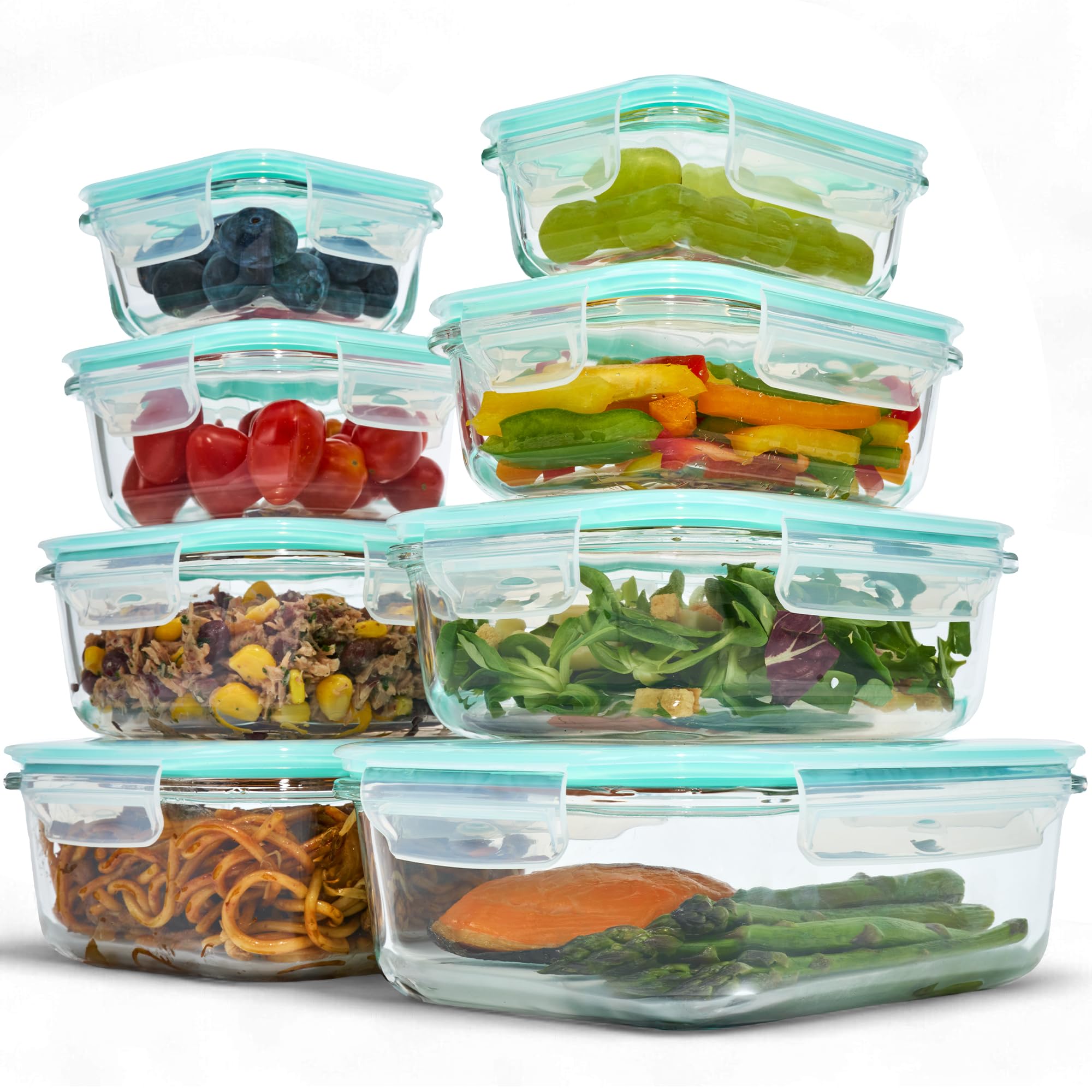 uandu Glasbehälter mit Deckel – Meal Prep Boxen Set 12-teilig – Frischhaltedosen Glas BPA-frei – Spülmaschinen-, Mikrowellen- & Gefrierschrankgeeignet