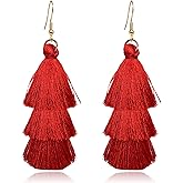 T-ztoss Colorful Tassel Earrings for Women Bohemian Tiered Tassel Dangle Earrings Statement Earrings Christmas Valentine Jewelry