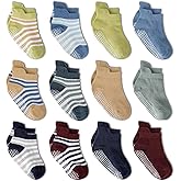 Zaples Baby Non Slip Grip Ankle Socks with Non Skid Soles for Infants Toddlers Kids Boys Girls