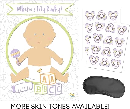 Amazon Co Jp ピンザおしゃぶり 赤ちゃん用 Where S My Binky ベビーシャワーゲーム 目隠しとステッカー付き 24人用 アフリカ系アメリカ人 ホーム キッチン