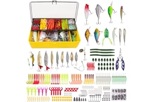 ZUERST 400PCS Fishing Lures Kit, Fishing Gear Lure Set Fishing Tackle Box with Crankbait/Soft Worm/Spinner/Spoon/Topwater/Hooks, Fishing Bait Kit Gift for Men Freshwater Bass Trout
