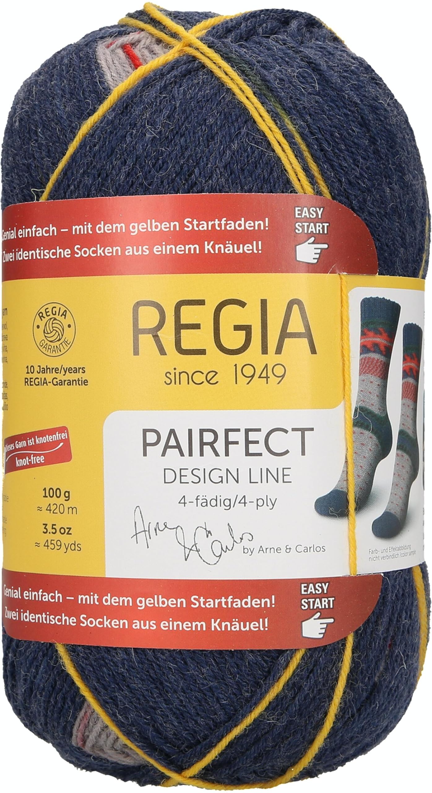 Regia Design Line, 4-Threaded by Arne & Carlos, Hand Knitting Wool/Yarn, Sock Yarn โ per 100 g Ball, 75% New Wool, 25% Polyamide, Jolster, 16 x 9 x 7.5 cm โ image 1