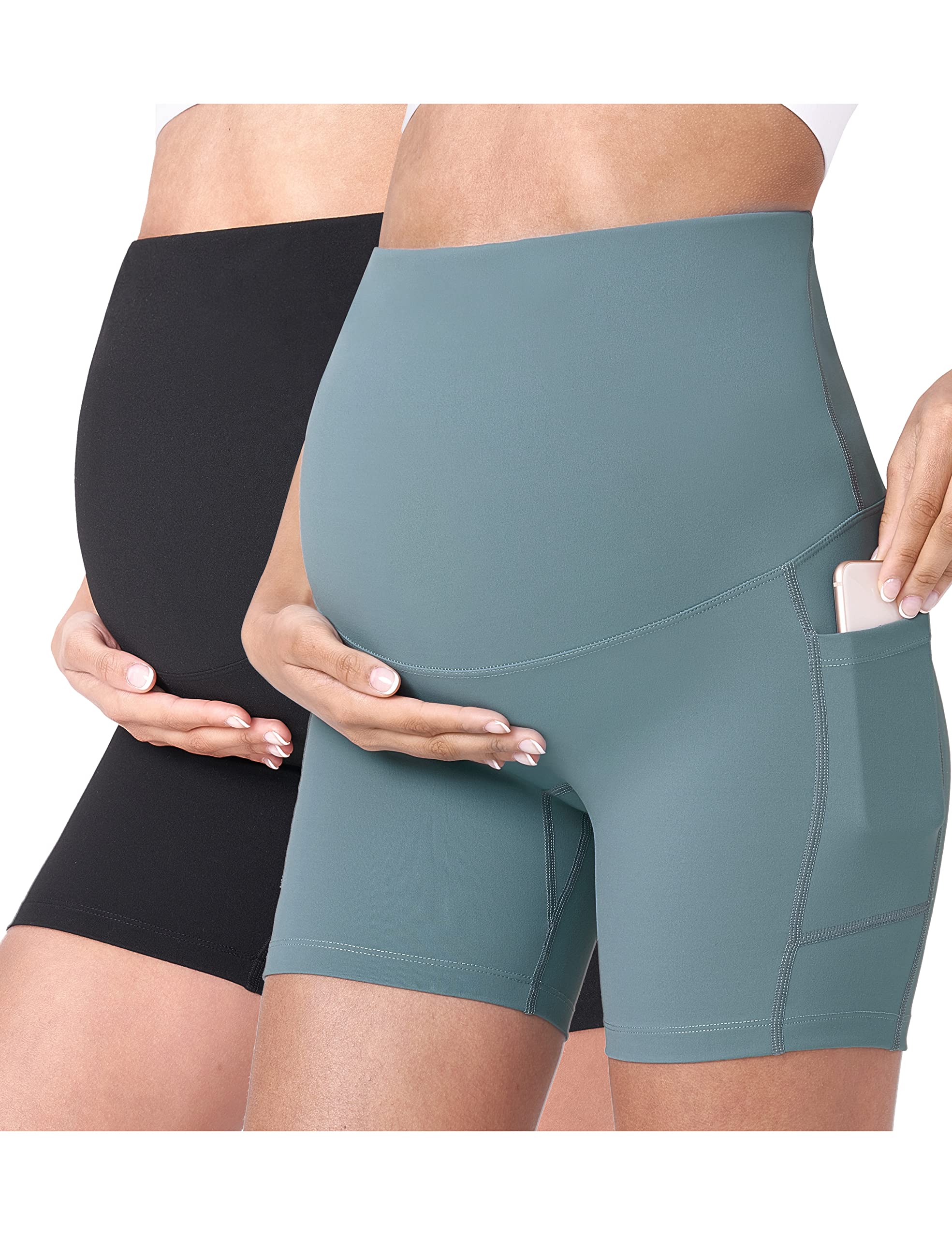 POSHDIVAH 2PCS Black Light Green Women's Maternity