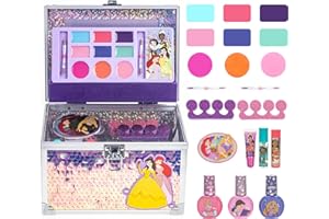 Disney Princess Train Case Cosmetic Makeup Set Includes Lip Gloss, Eye Shimmer, Brushes, Nail Polish Accessories & more! for 