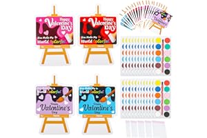 KIMOBER 24 Packs Valentine's Day Gifts Cards with Watercolor Paint,Valentines Day Exchange Gifts with 25 Seal Bags for School Classroom Party Favors Supplies