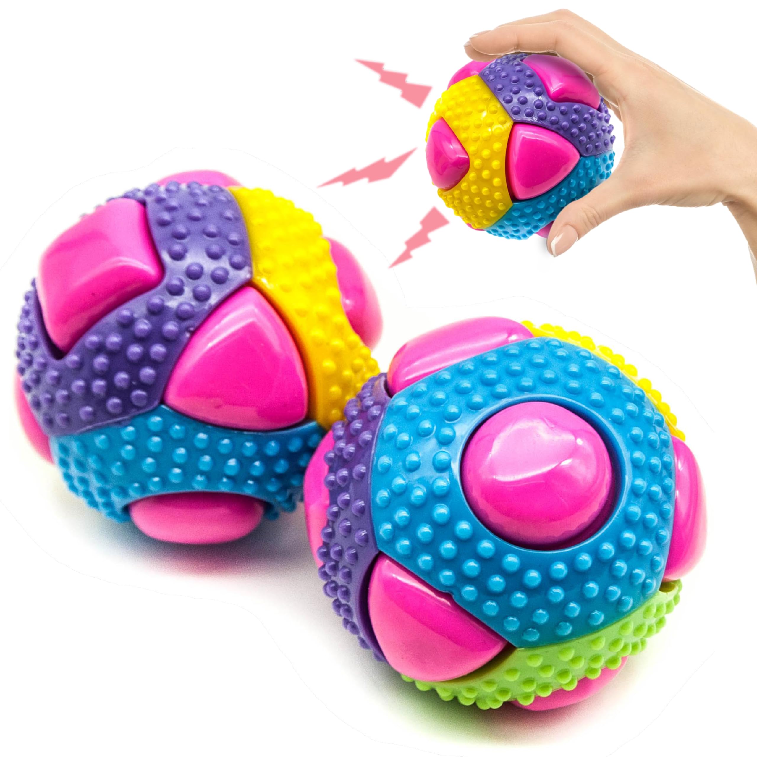 Petopedia 2x 10cm Colourful & Knobbly – Durable Squeaky Dog Toys with SPIKE – Teething, Squeak Balls for Dogs, Interactive, Boredom, Floating Toy Ball for Pets – Multicolour (Pack of 2)
