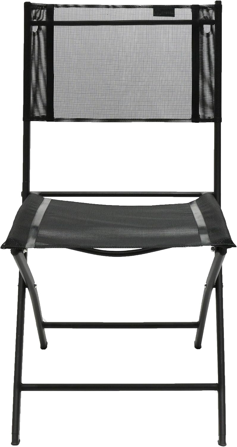 Homecall Garden camping folding chair black textilene, 62 cm x 46 cm x 86 cm - Image 3