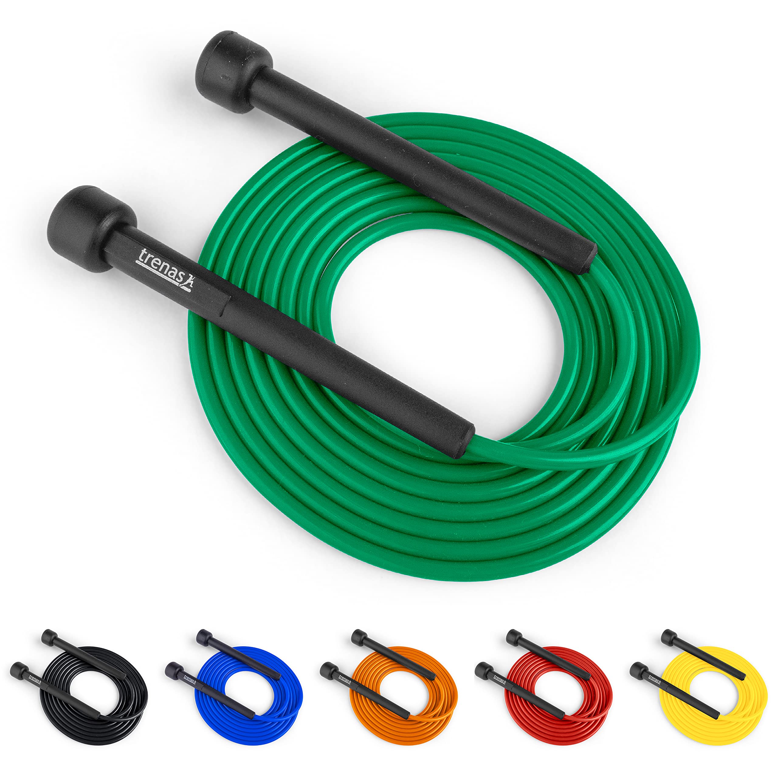 trenas Skipping Rope | Jump Rope | Rope Skipping Rope | Fitness Equipment | Skipping Rope Adults & Children | 3 Metres | Easy Adjustable | Speed Rope | Green
