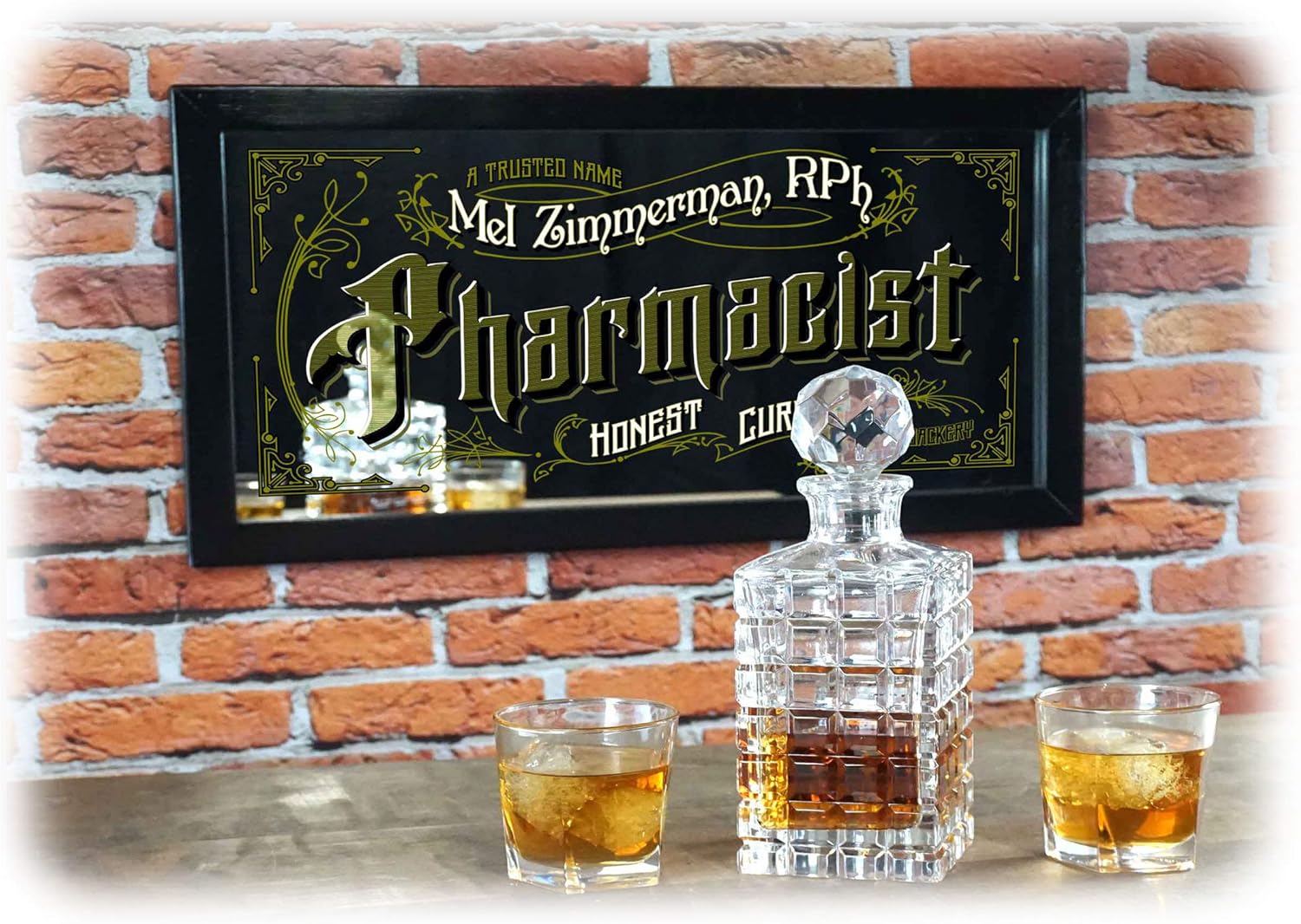 Amazon Com Thousand Oaks Barrel Personalized Pharmacist Decorative Framed Mirror For The Home Or Pharmacy Home Kitchen