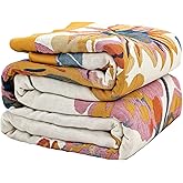 ERZVND Boho Throw Blankets, 100% Cotton Muslin Throw Blanket for Couch, Butterfly and Floral Printed Fall Throw Blanket 60"x80" for Bed, Chair, Woven Cotton Reversible Mexican Blankets