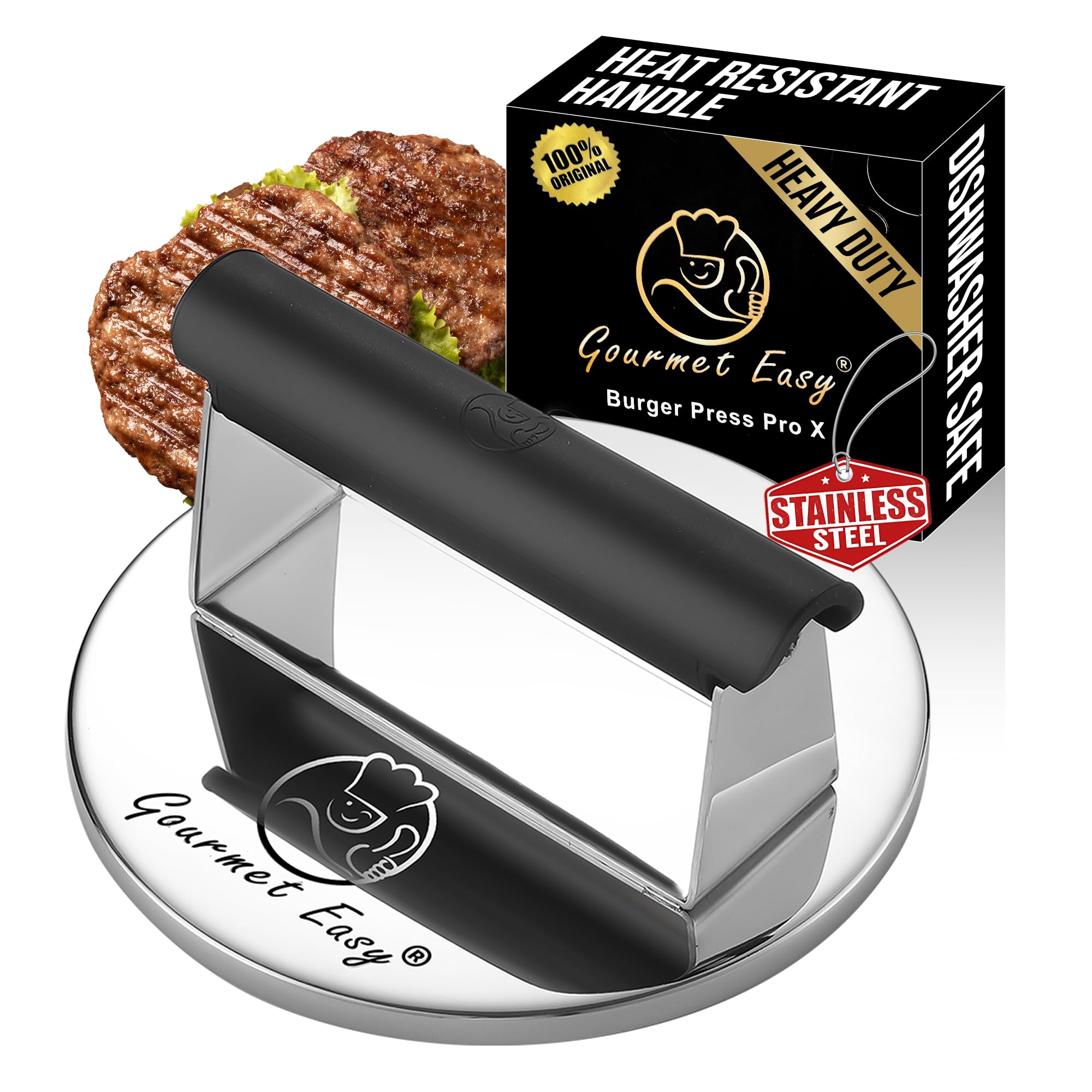 800g Smash Burger Press Stainless Steel, Burger Smasher for Griddle Heat Resistant Handle,Hamburger Press,Dishwasher Safe Grill Press for Griddle, Meat Press Griddle Press for Flat Top Grill Cooking