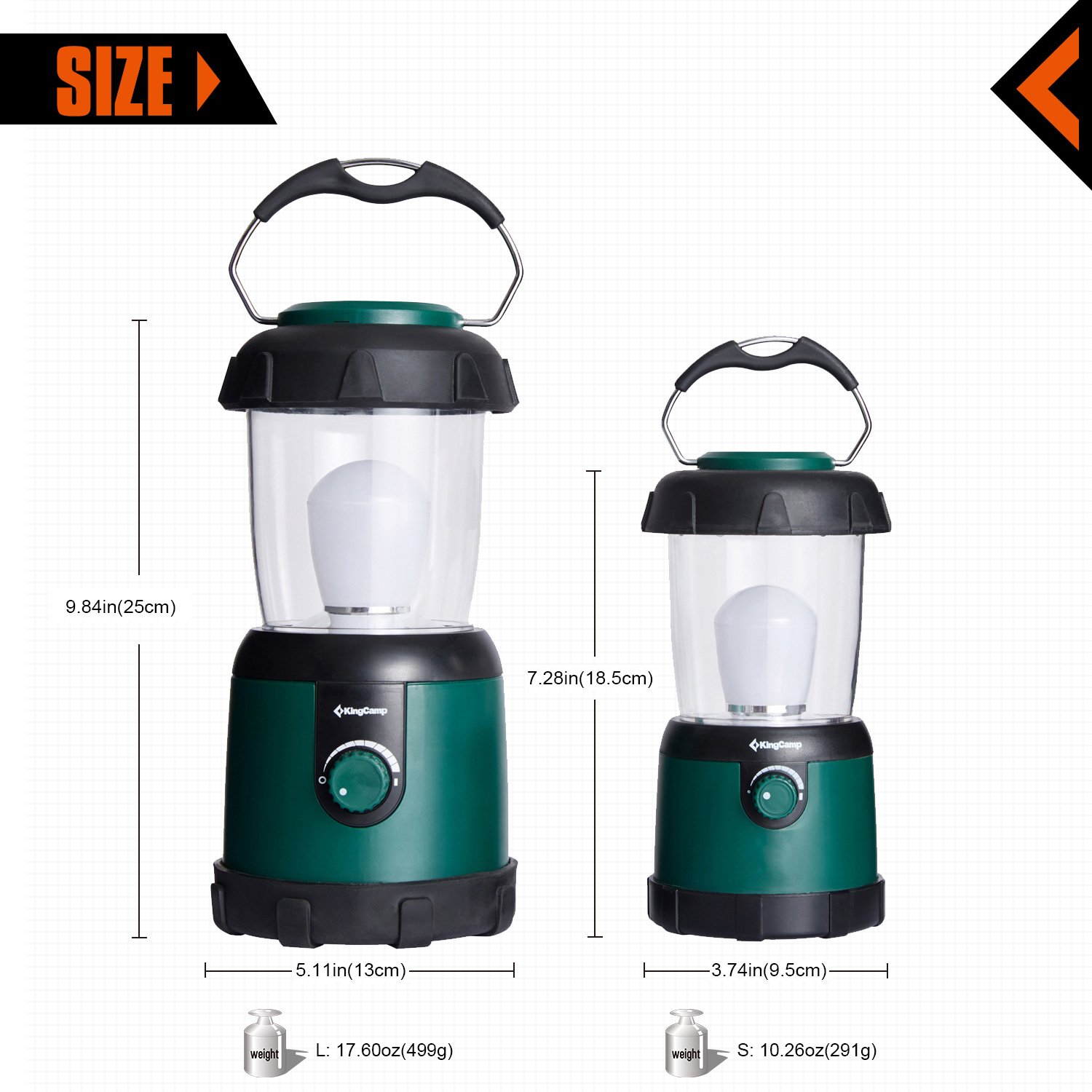 KingCamp Portable Light Camping Lantern Emergency Lighting for Camping, Hiking, Traveling, Emergencies, Hurricanes, Outages (L Size)