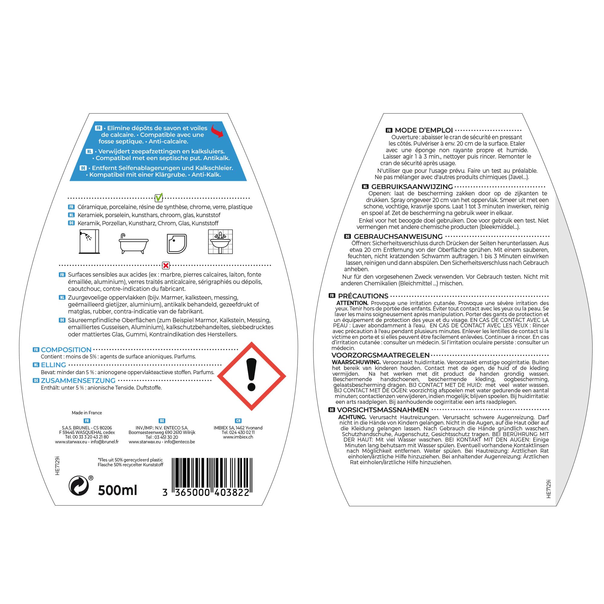 STARWAX Anti-Kalk-Reiniger Duschkabinen 500 ml 7
