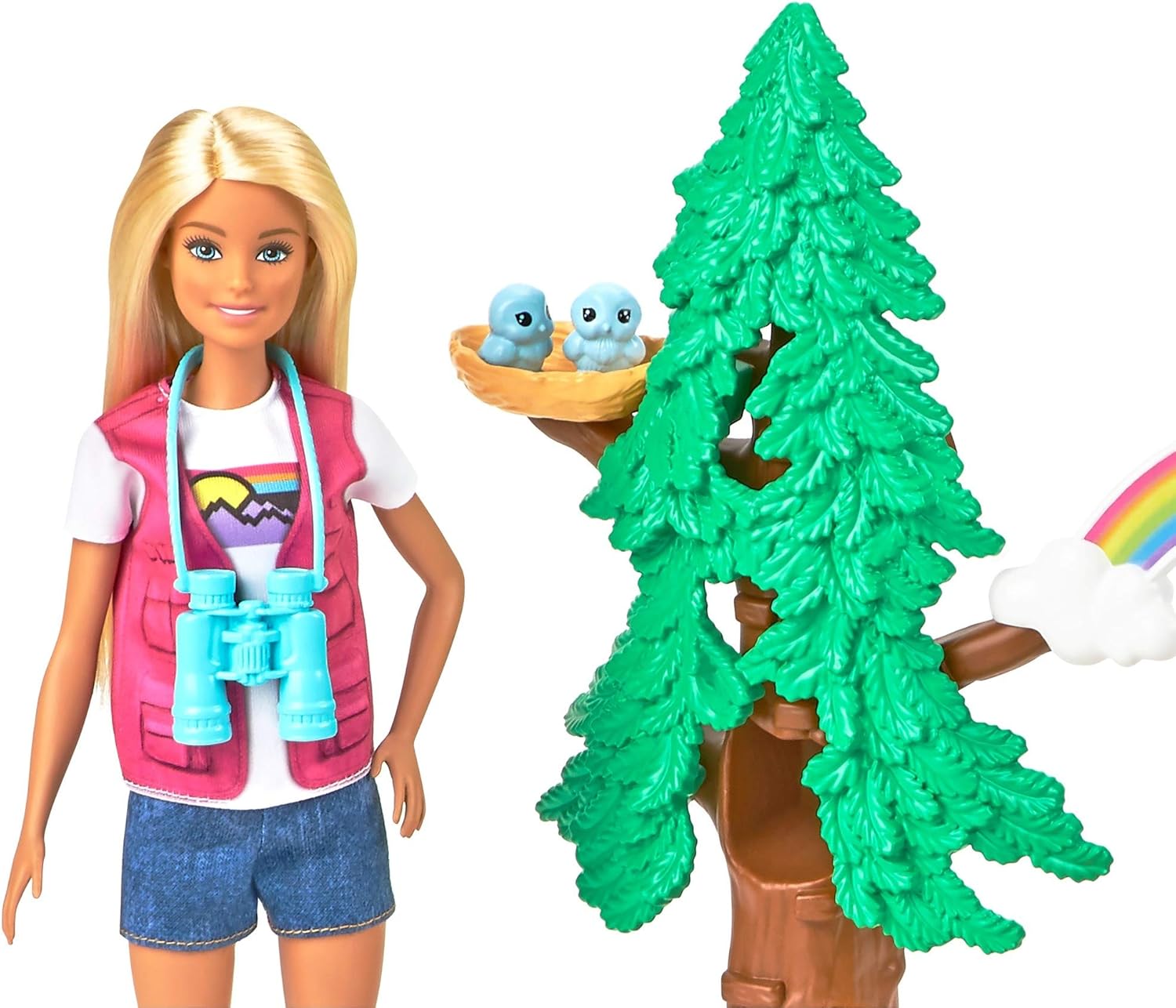 Barbie Wilderness Guide Interactive Playset, Blonde Barbie Doll, Outdoor Tree, Bridge, Overhead Rainbow, 10 Animals & More - Image 5