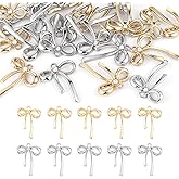 InnoHHustle 30 Pcs Gold Plated Bowknot Charms 2 Colors Alloy Bow Tie Charm Bow Charms for Jewelry Making Gold Bow Charm Pendant Connector for DIY Earrings Bracelet Necklaces