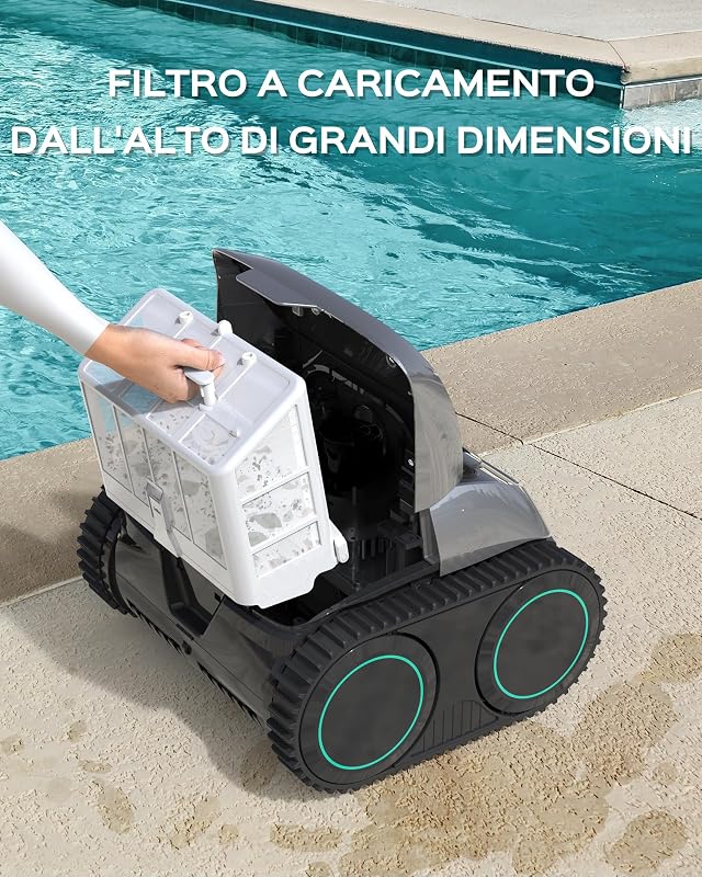 C1 Robot Piscina 160min Batteria,160m² Fondo Mura Linea Acqua