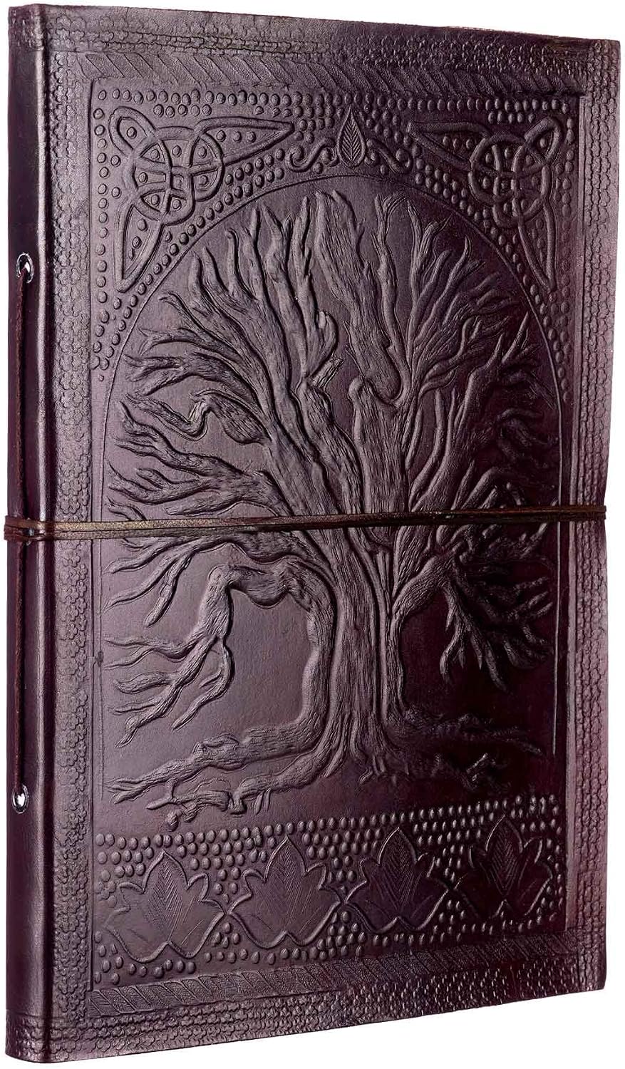 Paper High Tree of Life Embossed Leather Photo Album, Brown, Extra Large - Image 3