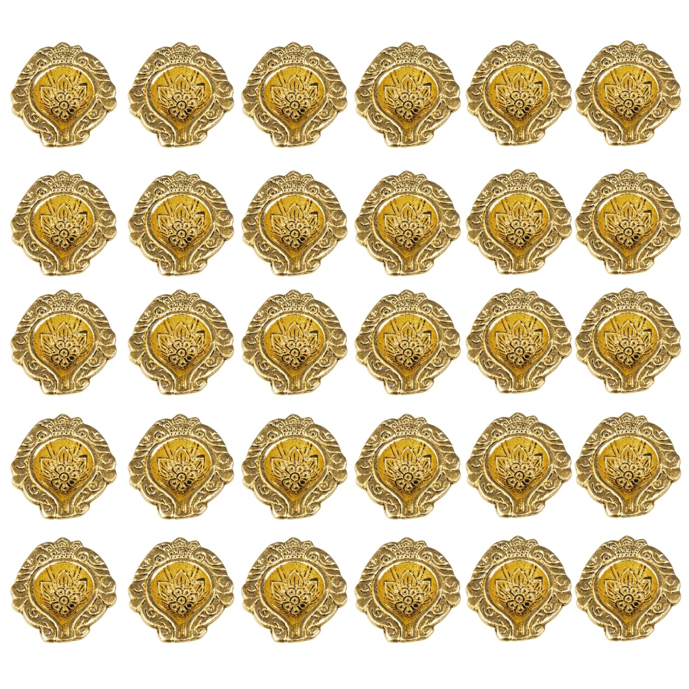 Wonder Care | Metal Gold Lamp Oil Lamps for Indoor Use Diwali Diya Lamp| Decor for Diwali| Inside Home Decorations |Table Decor Centerpiece for Diwali puja|Ganesh chaturthi|Navratri (Pack of 30)