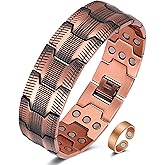 Jecanori Pure Copper Bracelet & Ring for Men, 3X Strength Magnetic Bracelet with 3800 Gauss Magnets