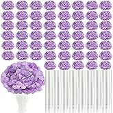 Nagobi 104 Pcs Purple Hydrangea Artificial Flowers with Stems, Faux Hydrangeas Lavender Silk Full Flower Heads for Wedding Home Decor Centerpieces Garden Party Decoration