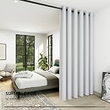 Deconovo White Thermal Curtain Eyelet 203x214cm Silver Grey Full Length 80x84 view 4