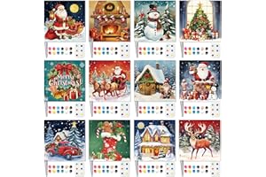 Ctosree 12 Pack Pre Drawn Canvas Kit for Painting Sip and Art Paint Kit for Adults Pre Painted Canvas Party Favors for DIY Holiday Party Date Night Gifts(Classic Xmas,8 x 8 Inch)