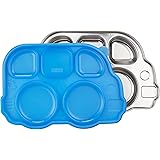 Innobaby Din Din Smart Stainless Divided Platter with Sectional Lid, Stainless Steel Divided Plate for Babies, Toddlers and Kids, BPA free plate