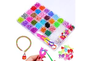 DIYEAH Rubber Band Bracelet Kit 1 Set Colorful Rubber Loom Bands Weaving Bracelet Making Refill Loom Tool 30 Colors 2500 Pieces Loom Bands Jewelry Makings
