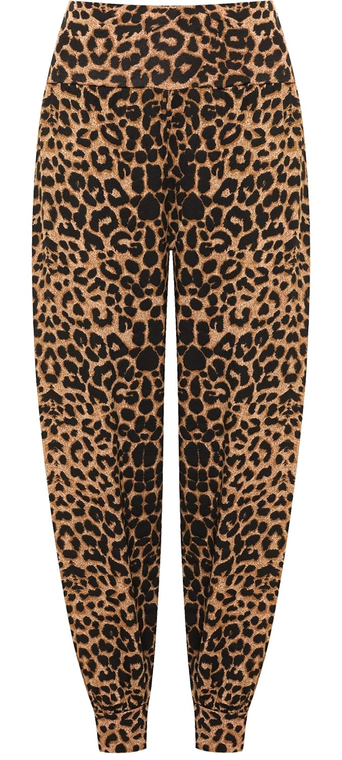 WearAll New Ladies Plus Size Leopard Animal Print Harem Trousers Womens Casual Pants Sizes 1226