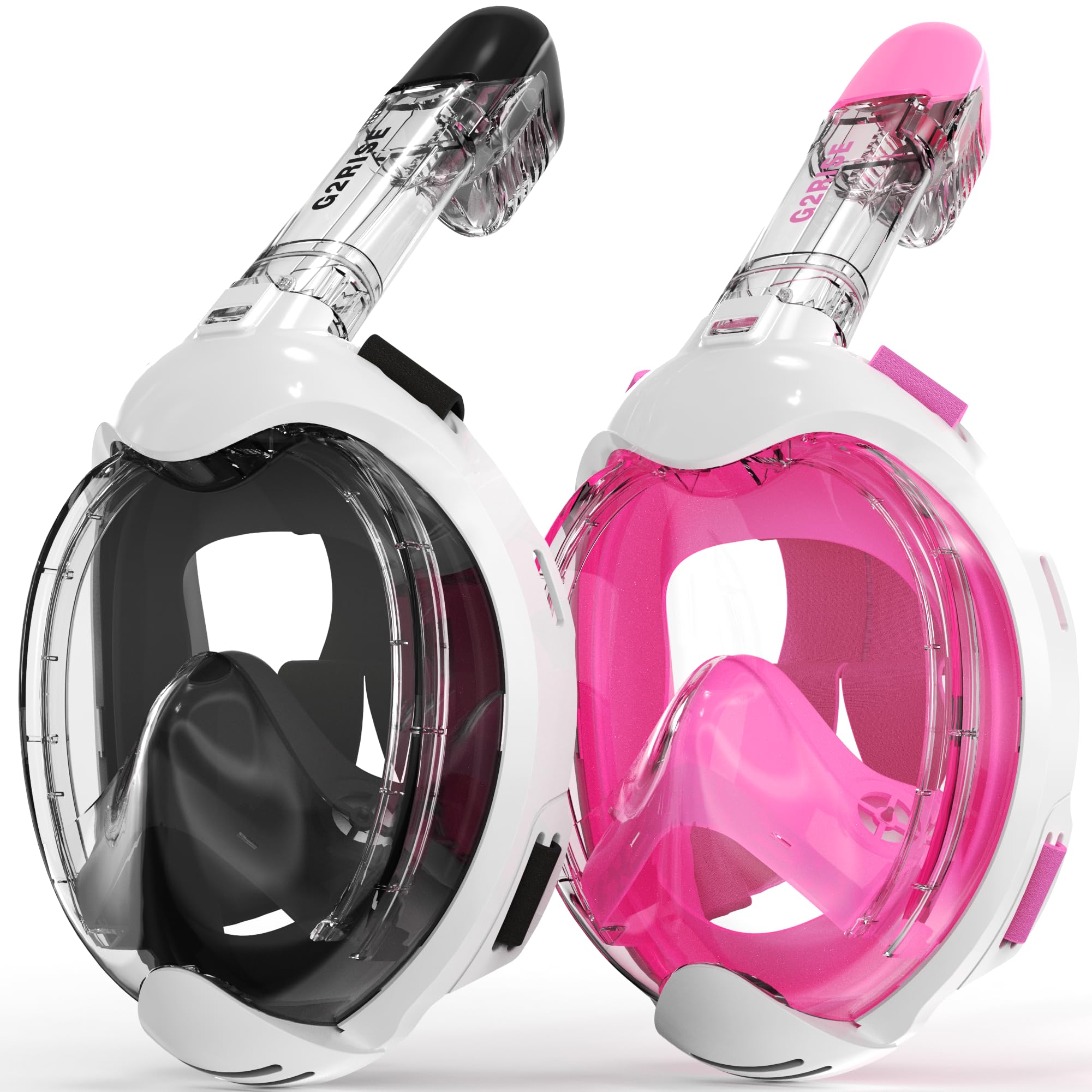 G2RISE Full Face Snorkel Mask Kids Snorkeling Set, 180 Degree Panoramic View, Anti-Fog & Anti-Leak Dry Top Snorkel Set for kids 3-8 (2 Pack)