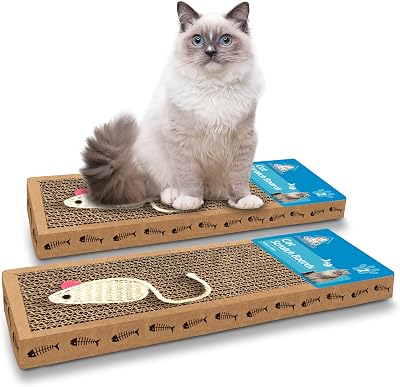 SOL Cat Scratching Board 37x12cm 2pk Reversible Cardboard Feline Toy