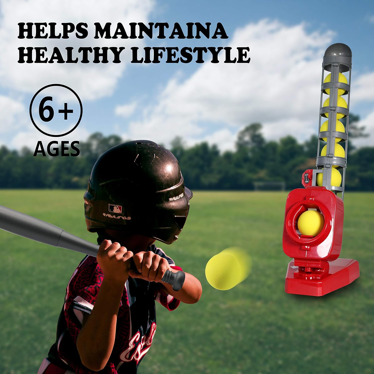 Ball Pitching Game Machines – Baseball & Tennis Training for Kids – Active Outdoor Sports Gaming Toys Trainer for Learning, Early Development for Toddlers, Children 3, 4, 5, 6, 7 Year Old: Toys & Games