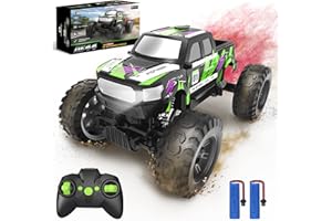 DEERC 4WD Remote Control Car with Fog Mist & Lights, 1:16 Monster Trucks for Boys, 2.4Ghz RC Car Toy, 70+ Min Play, All Terrain Rock Crawler, Toy Vehicle for Kids and Adults