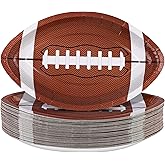ADXCO 50-Piece Football Shaped Paper Plates - Football Party Supplies for Sports Game Birthday Decoration, 9.4 x 5.9 Inch