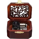 Biscount Mini Hollow Antique Carved Music Box Wind Up Wooden Musical Box Toy - Hedwig's Theme Valentine's Day Gift Present