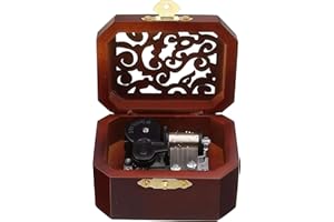 Biscount Mini Hollow Antique Carved Music Box Wind Up Wooden Musical Box Toy - Hedwig's Theme Valentine's Day Gift Present