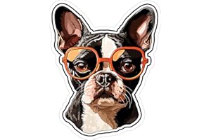 NO THORNS MEDIA Boston Terrier Sticker 4 Inch - Waterproof Animal Vinyl Decal for Laptop Water Bottle Car Tumbler - Durable Aesthetic Long-Lasting Stickers for Adults ID44990