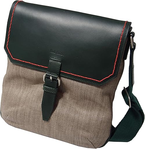 Amazon ポールスミス Paul Smith ショルダーバッグ 麻 レザー タブレット収納 グリーン R 新品正規品 並行輸入品 Paul Smith ポール スミス ショルダーバッグ