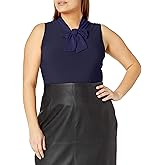 Star Vixen Women's Plus-Size Sleevelesstieneck Blouse
